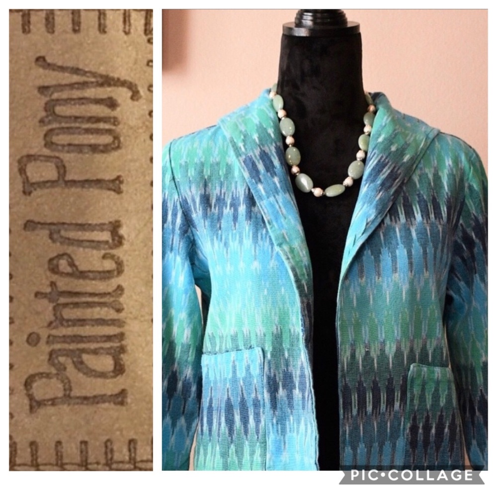 Vintage Painted Pony Tapestry Linen Crop Blazer (small)